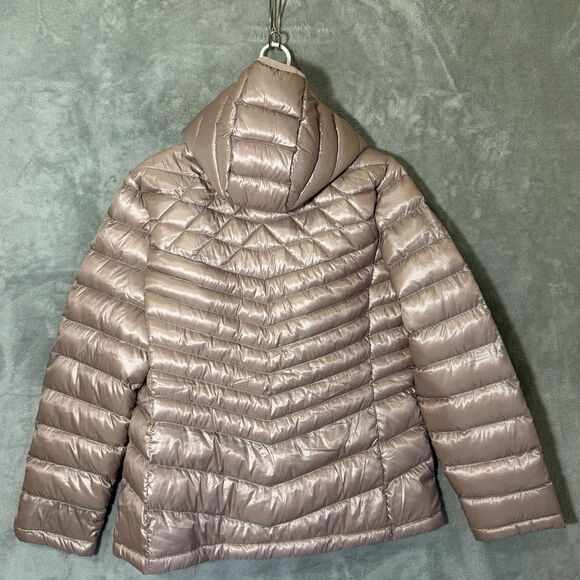 Calvin Klein Down Coat XL Packable Lightweight Hood Puffer Jacket Pink Premium - Picture 3 of 13